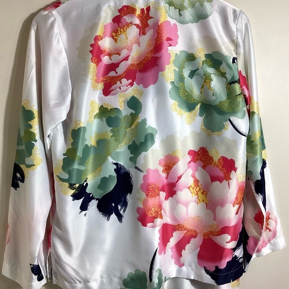 Natori Womens Floral Satin 2pc Pajama Set Size S Designer Chic Silky Ankle Pant - Picture 5 of 16